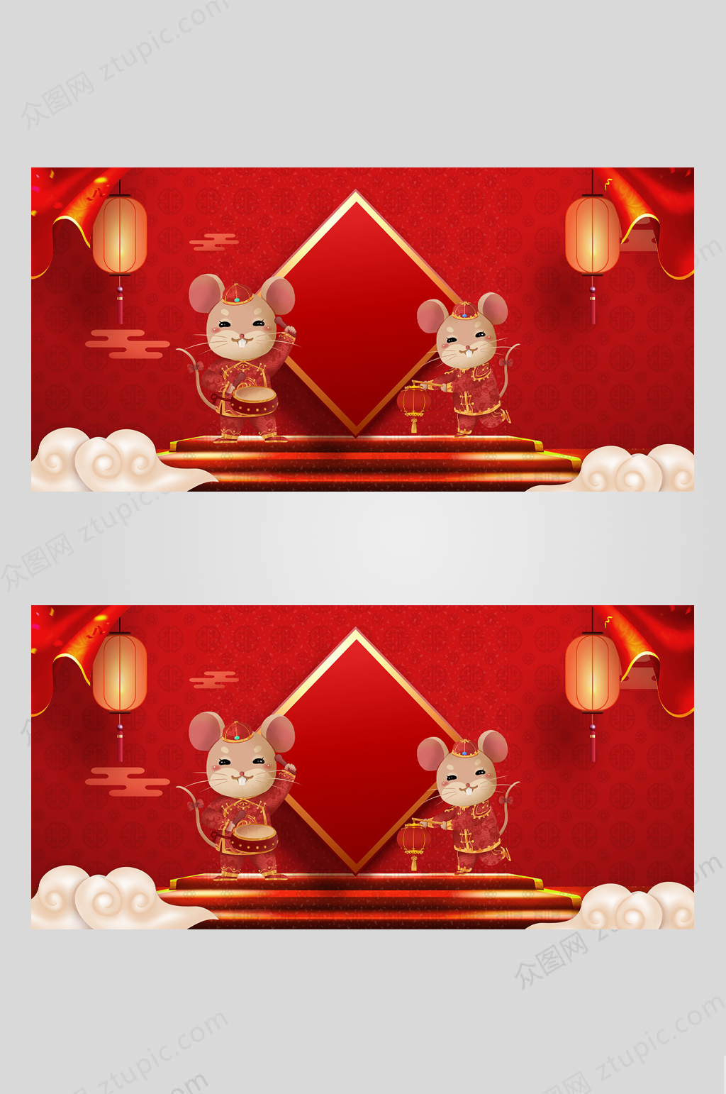 简洁红色背景2020春节素材
