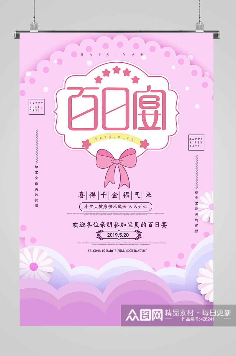 满月宴生日快乐海报素材