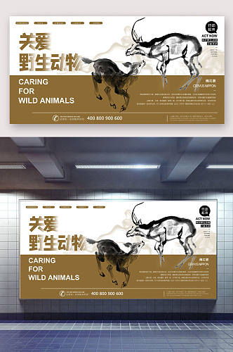 保护野生动物大气宣传展板