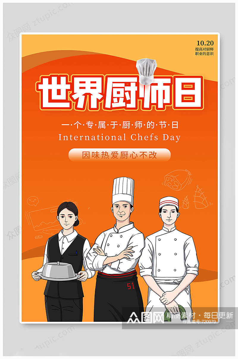 传统世界厨师日大气海报素材