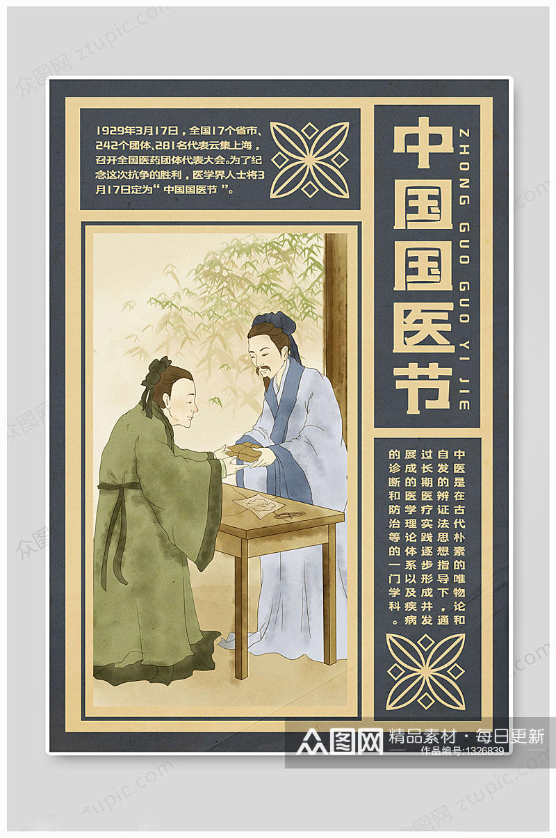中国国医节大气文化 海报展板素材