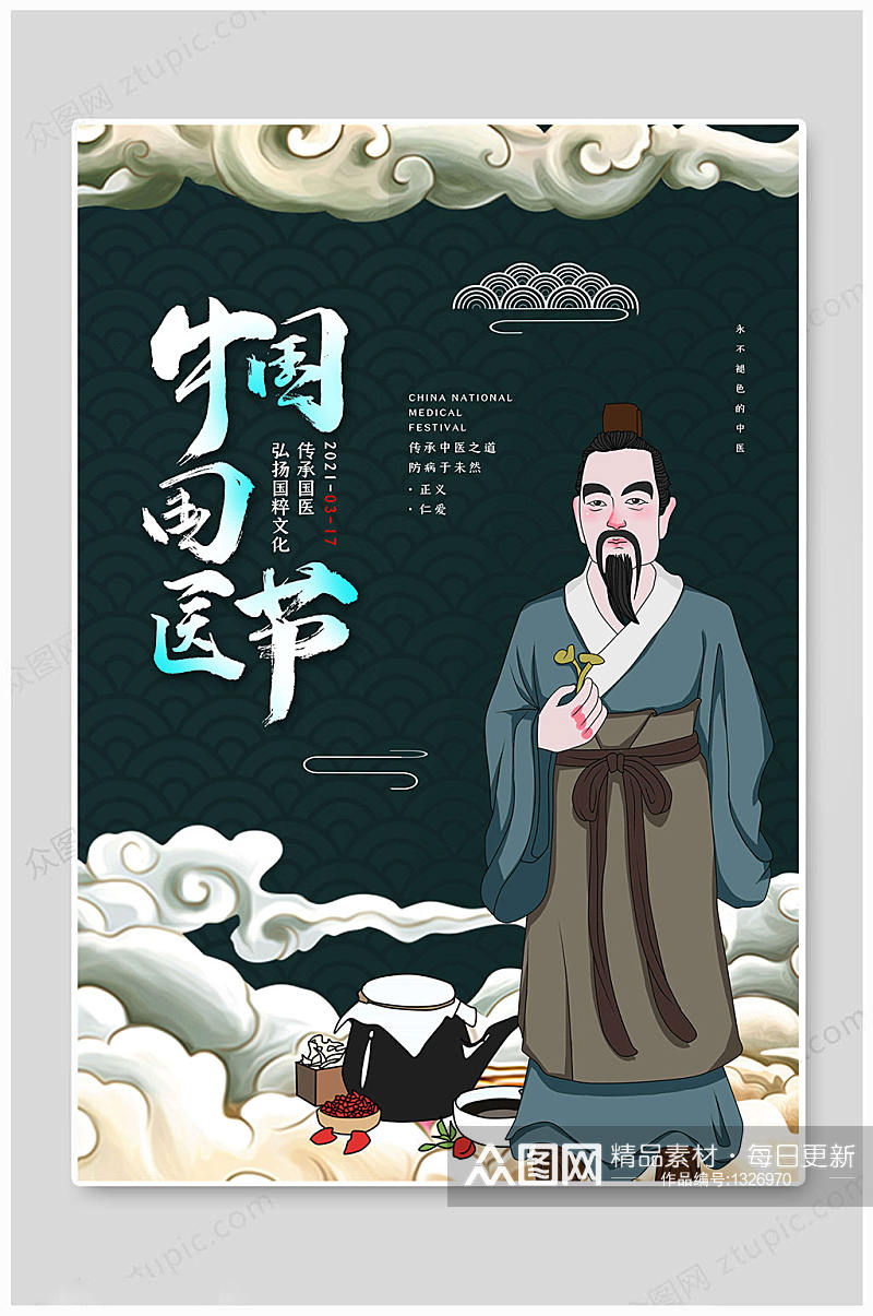 中国国医节传承文化 海报展板素材