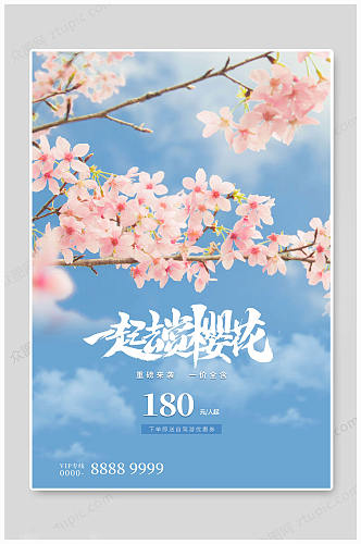 踏青季一起去樱花季樱花节海报