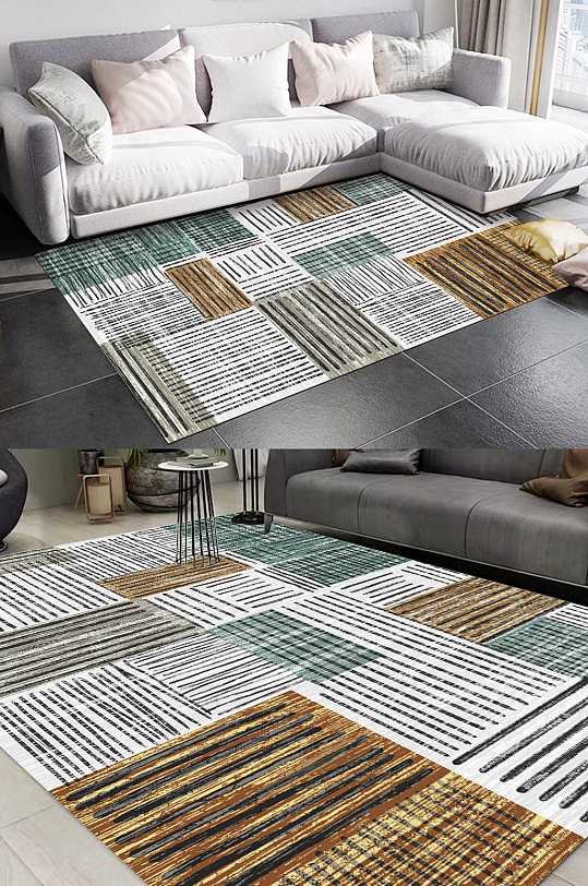 几何线条客厅地毯图案-众图网