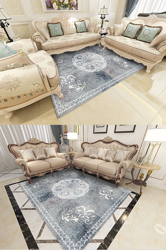 欧式风格纹理印花图案地毯-众图网