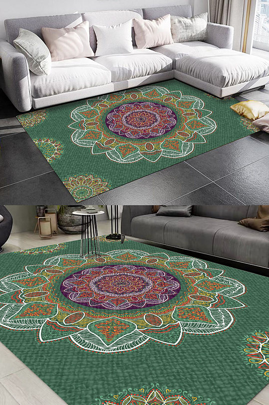 欧式复古花纹客厅地毯-众图网