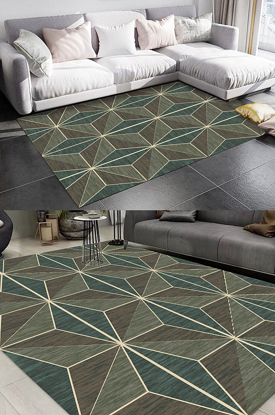 现代简约抽象线条地毯设计-众图网