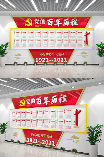 党的百年光辉历程建党100周年党史文化墙  橱窗布置