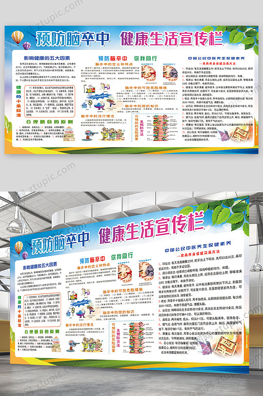 医院健康教育脑卒中中风异形展板设计