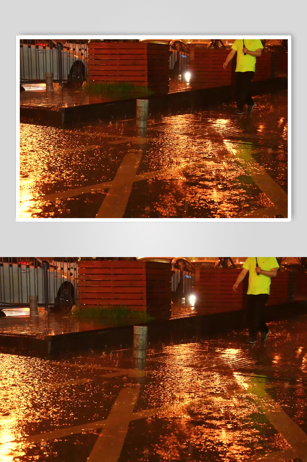 雨夜街头积水反光景象素材