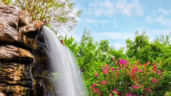 瀑布山水溪流风景素材-众图网