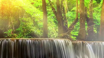 瀑布山水溪流风景素材-众图网