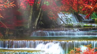 瀑布山水溪流风景素材-众图网