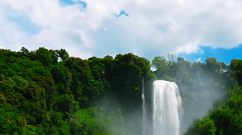 瀑布山水溪流风景素材-众图网