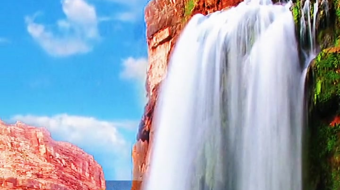 瀑布山水溪流风景素材-众图网