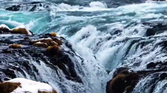 瀑布山水溪流风景素材-众图网