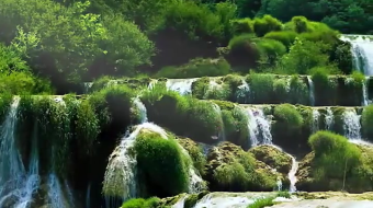 瀑布山水溪流风景素材-众图网