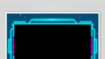 蓝紫边框黑色科技显示屏-众图网