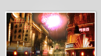 城市夜景中的绚烂烟花绽放-众图网