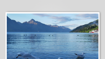 湖畔飞鸟与山水美景-众图网