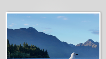 湖畔海鸥立远山映蓝天-众图网