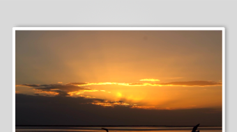 夕阳下飞鸟掠过平静水面-众图网