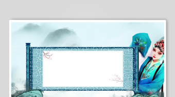 古装女子旁的中式空白画框-众图网