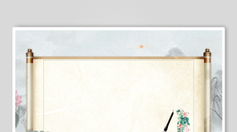 古风卷轴旁的清新茶饮-众图网