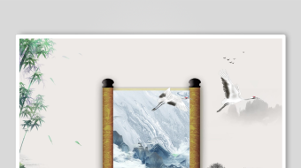 中式山水卷轴画意境美-众图网