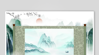 中式山水卷轴画意境美-众图网