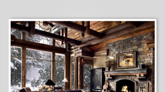 豪华木质风客厅室内景致-众图网