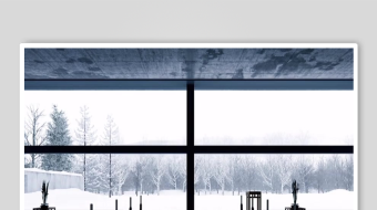 冬日教堂内景窗外雪景-众图网