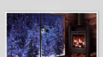 冬日暖炉旁的梦幻星空窗帘-众图网