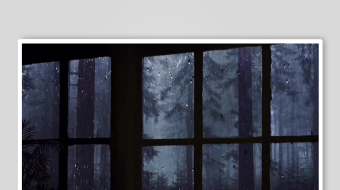 透过窗户看雨夜森林-众图网