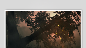 黄昏下的静谧树木景观-众图网