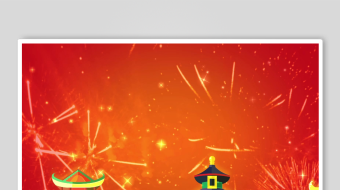 喜庆烟花下的中式古建筑-众图网