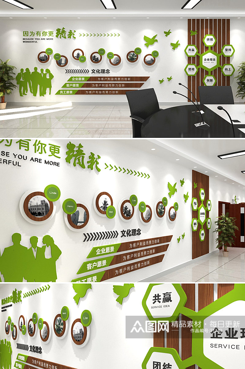 健康生态公司形象企业文化墙素材