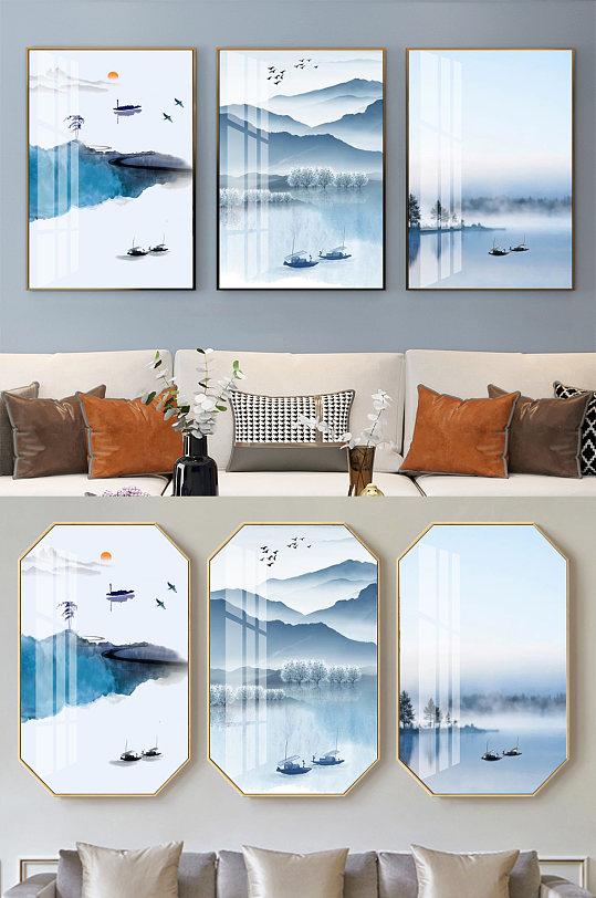 新中式意境水墨山水装饰画-众图网