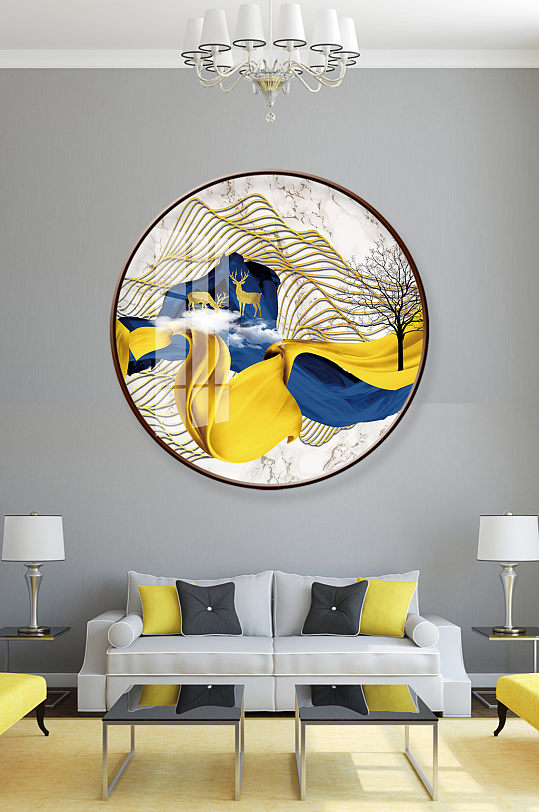 金箔线条轻奢艺术装饰画