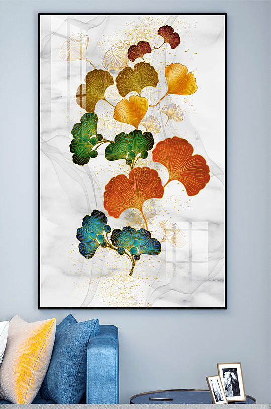 新中式银杏叶装饰画图片-新中式银杏叶装饰画设计素材-新中式银杏叶装