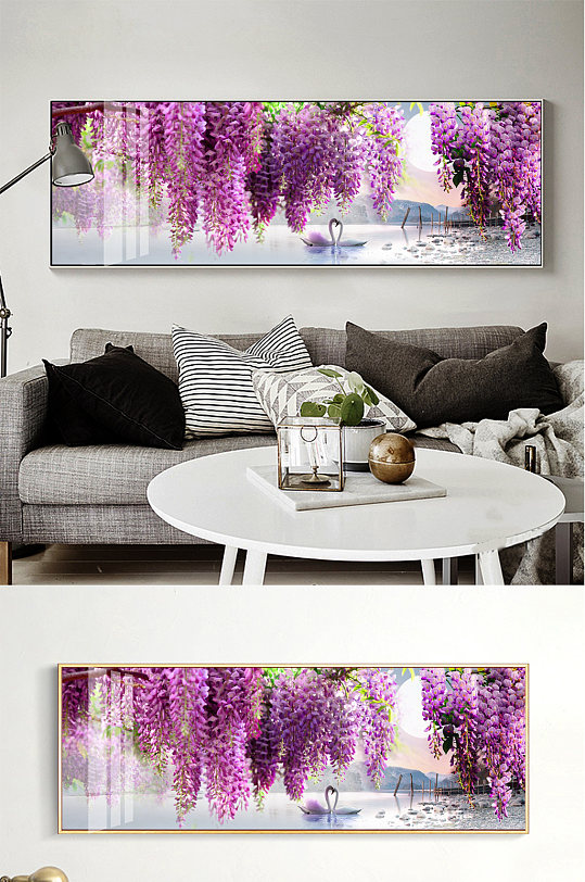 紫藤花唯美风景无框装饰画-众图网