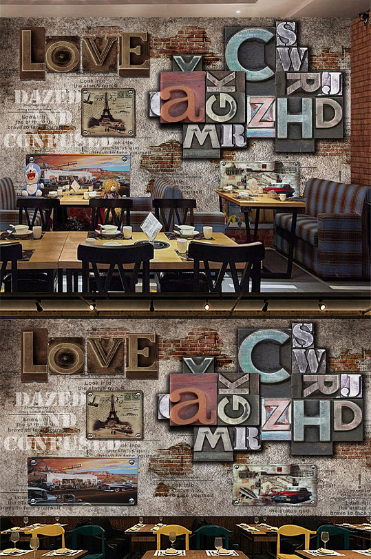 复古工业风背景墙图片大全 复古工业风背景墙效果图素材模板 众图网