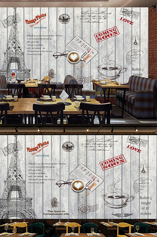 复古怀旧工装工业风背景墙-众图网