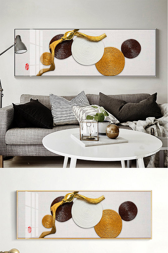 新中式圆形禅意柳编装饰画