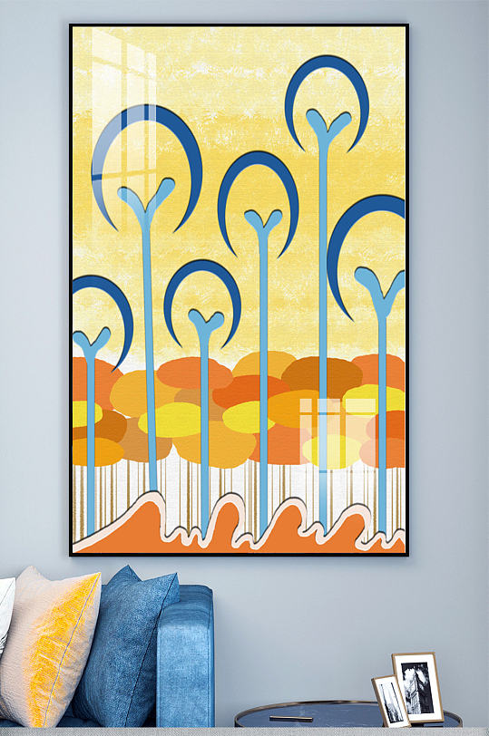 高清单幅抽象手绘卡通蒲公英儿童房装饰画