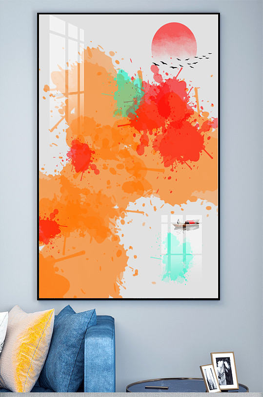 水彩水墨泼墨墨点装饰画