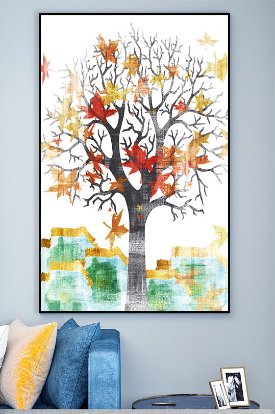 新中式风景中国风山水轻奢晶瓷玄关装饰画