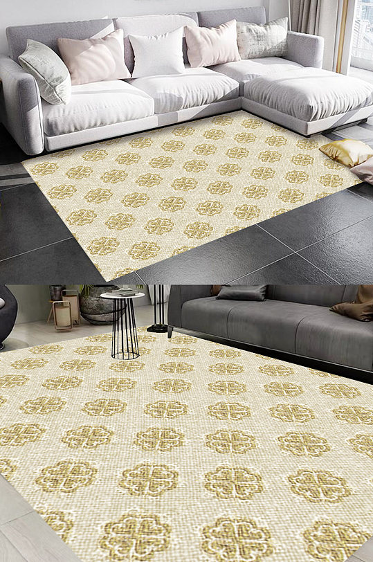 北欧式花朵印花地毯图案-众图网