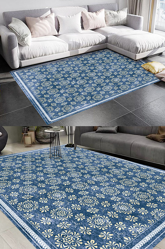 民族风花朵印花地毯图案-众图网