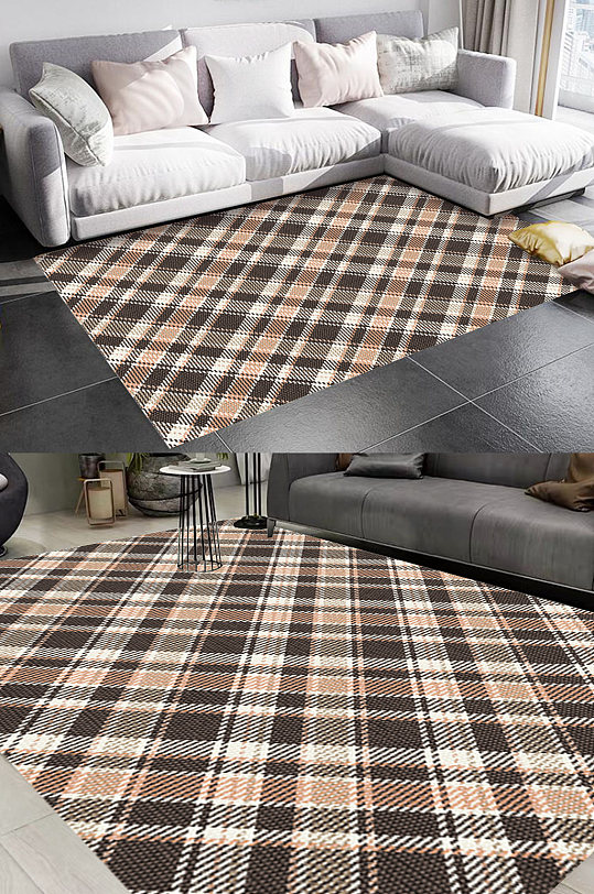 线条苏格兰格子风地毯图案-众图网